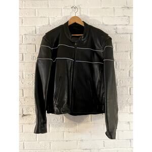 Motorcycle Biker Moto Jacket Men's | Heavyweight Leather | Fits XL | Unbranded